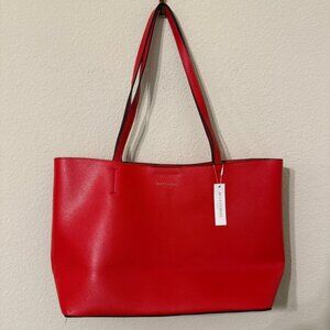 Accessorize London Red Faux Leather Classic Leo Tote